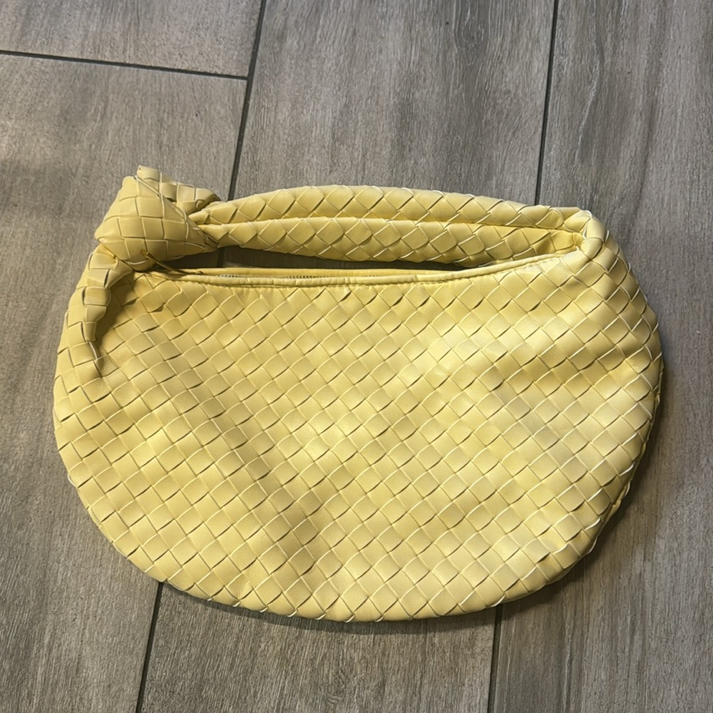 100% leather woven knot handbag